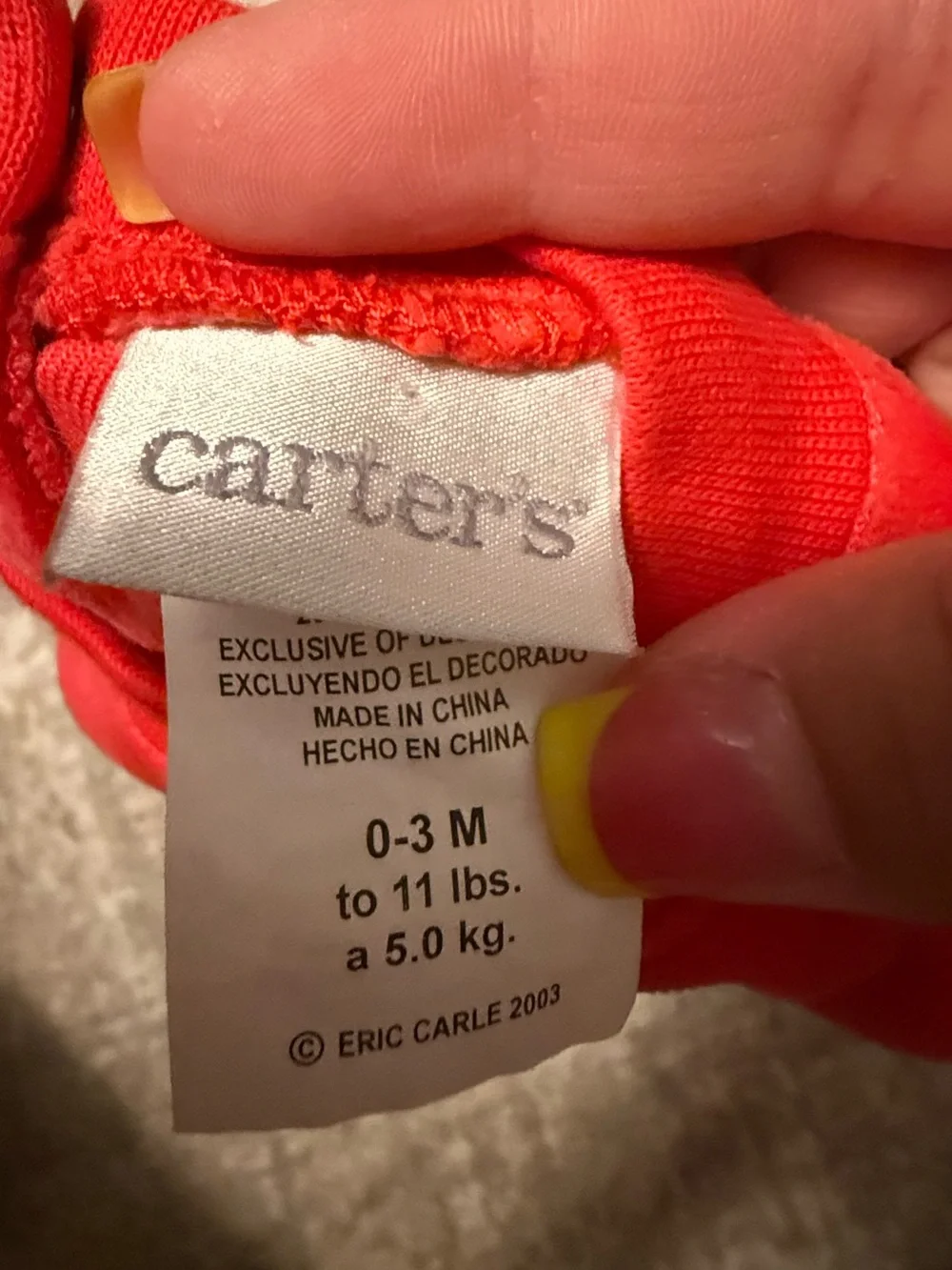Eric Carle for Carter's The Very Hungry Caterpillar red velour baby sleeper Y2K